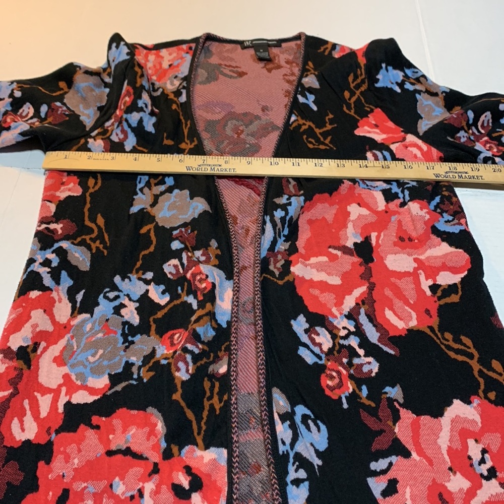 INC International Concepts Woman's black multicolored soft fabric jacket size M - Picture 3 of 8